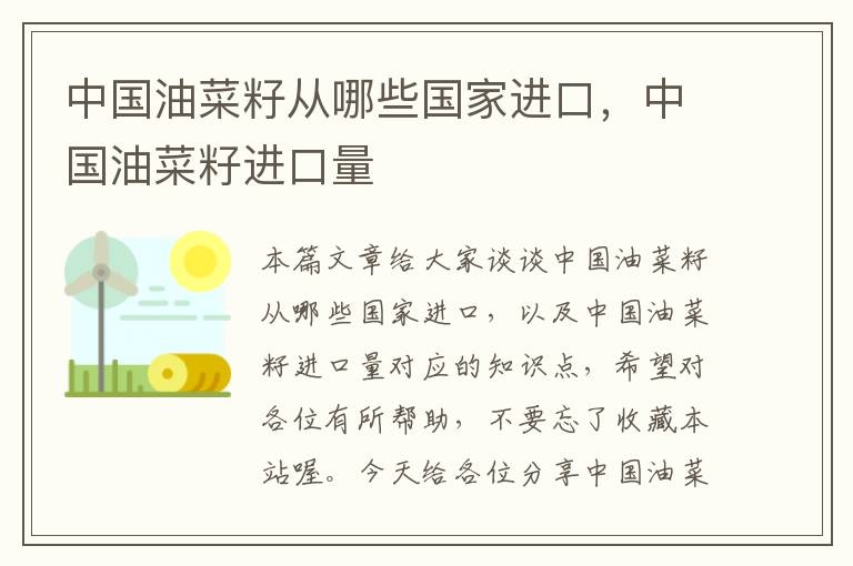 中国油菜籽从哪些国家进口，中国油菜籽进口量