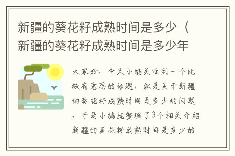 新疆的葵花籽成熟时间是多少（新疆的葵花籽成熟时间是多少年）