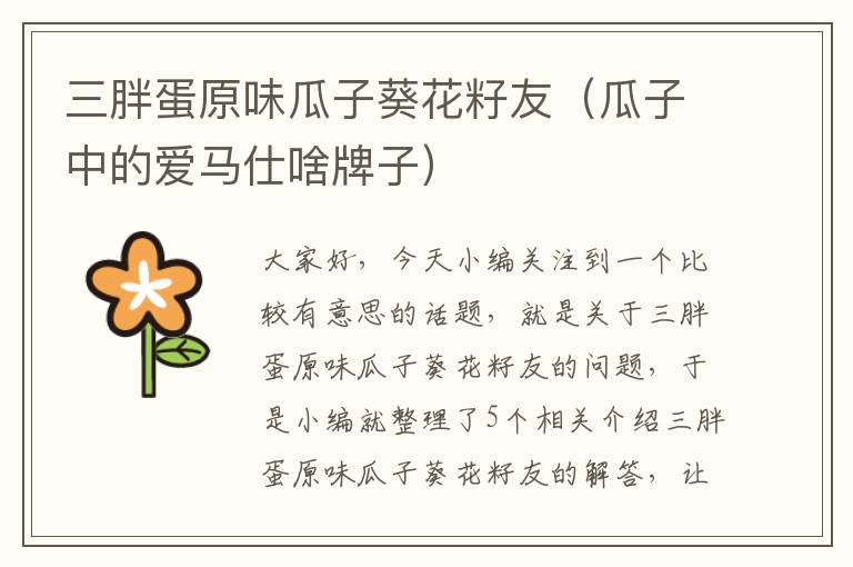 三胖蛋原味瓜子葵花籽友（瓜子中的爱马仕啥牌子）