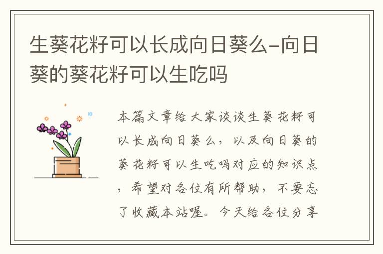 生葵花籽可以长成向日葵么-向日葵的葵花籽可以生吃吗