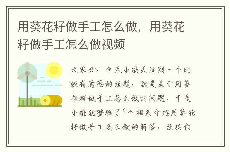 用葵花籽做手工怎么做，用葵花籽做手工怎么做视频