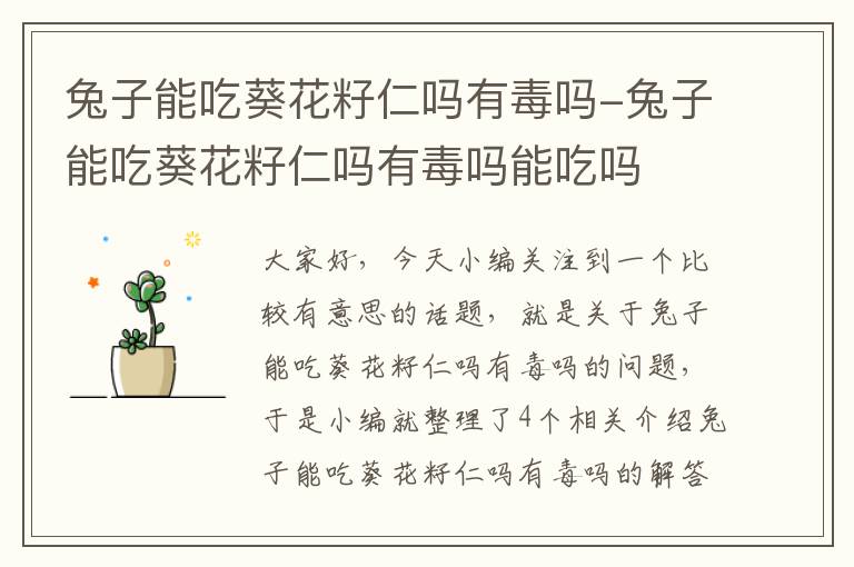 兔子能吃葵花籽仁吗有毒吗-兔子能吃葵花籽仁吗有毒吗能吃吗