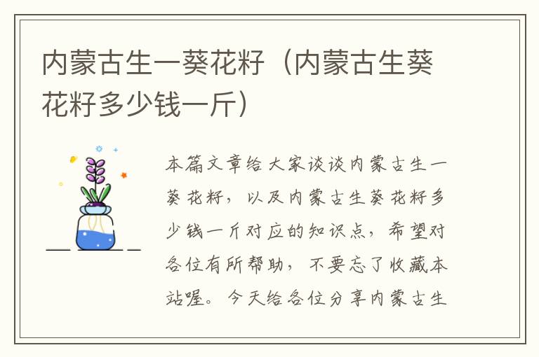 内蒙古生一葵花籽（内蒙古生葵花籽多少钱一斤）