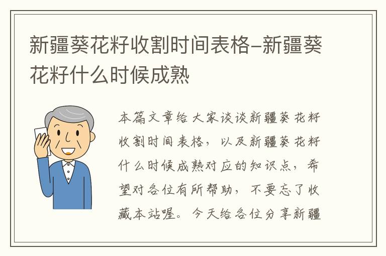 新疆葵花籽收割时间表格-新疆葵花籽什么时候成熟