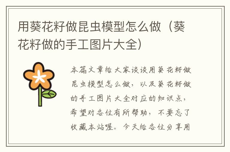 用葵花籽做昆虫模型怎么做（葵花籽做的手工图片大全）