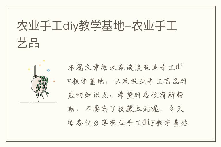 农业手工diy教学基地-农业手工艺品