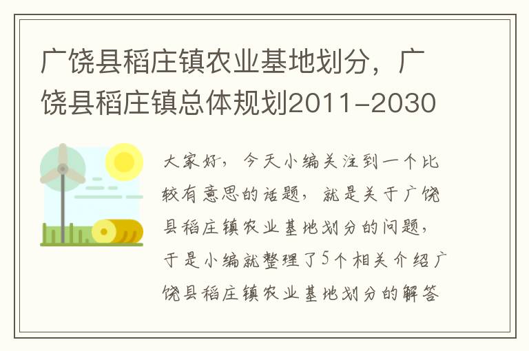 广饶县稻庄镇农业基地划分，广饶县稻庄镇总体规划2011-2030