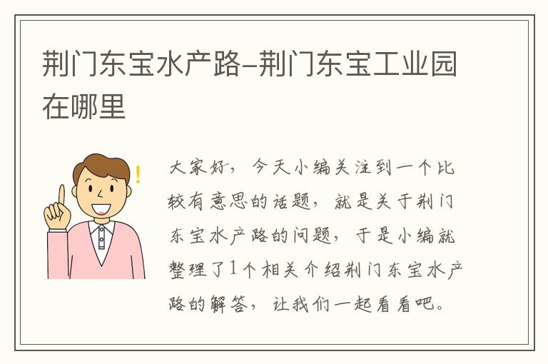 荆门东宝水产路-荆门东宝工业园在哪里