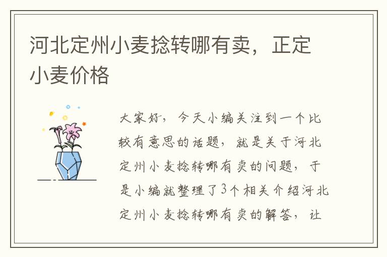 河北定州小麦捻转哪有卖，正定小麦价格