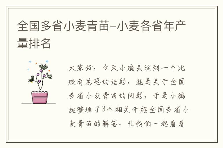 全国多省小麦青苗-小麦各省年产量排名