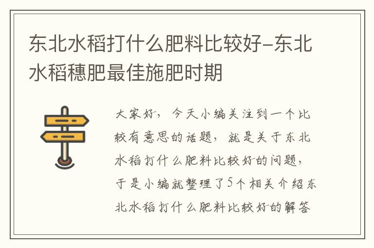 东北水稻打什么肥料比较好-东北水稻穗肥最佳施肥时期