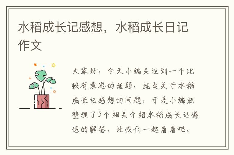 水稻成长记感想，水稻成长日记作文