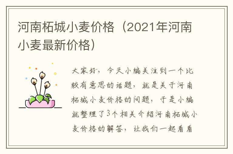 河南柘城小麦价格（2021年河南小麦最新价格）