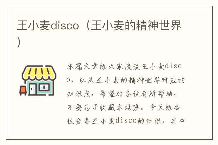 王小麦disco（王小麦的精神世界）