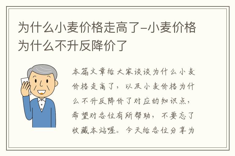 为什么小麦价格走高了-小麦价格为什么不升反降价了