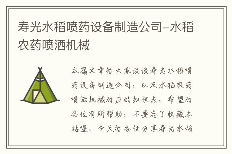 寿光水稻喷药设备制造公司-水稻农药喷洒机械