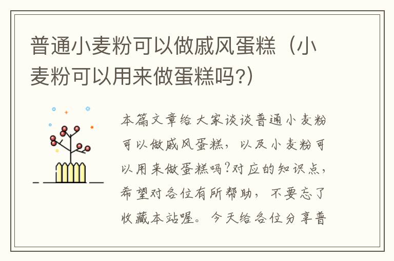 普通小麦粉可以做戚风蛋糕（小麦粉可以用来做蛋糕吗?）