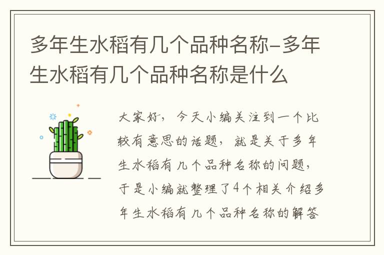 多年生水稻有几个品种名称-多年生水稻有几个品种名称是什么