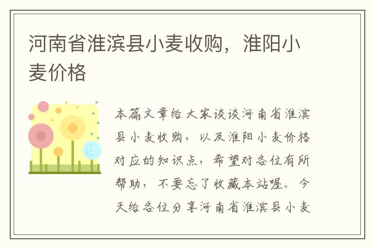 河南省淮滨县小麦收购，淮阳小麦价格