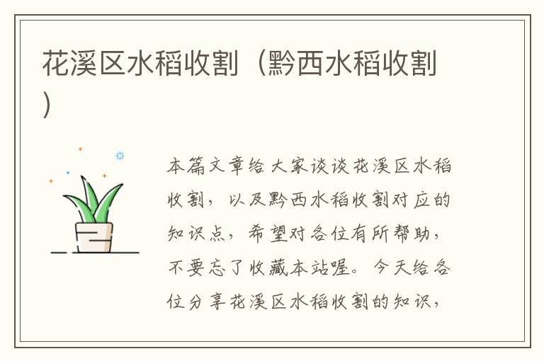 花溪区水稻收割（黔西水稻收割）