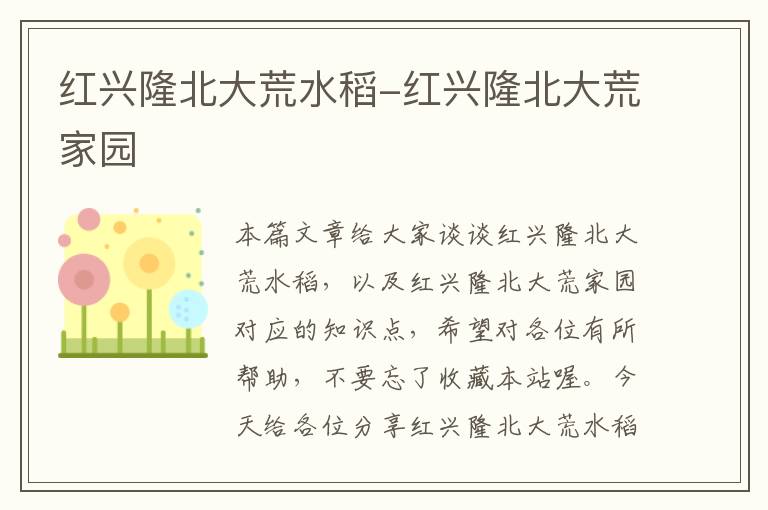 红兴隆北大荒水稻-红兴隆北大荒家园