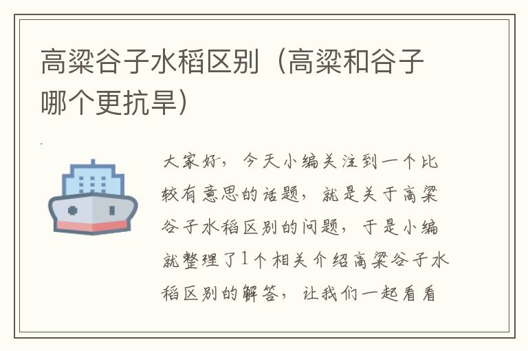 高粱谷子水稻区别（高粱和谷子哪个更抗旱）