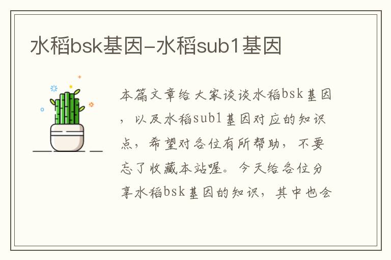 水稻bsk基因-水稻sub1基因