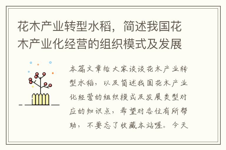 花木产业转型水稻，简述我国花木产业化经营的组织模式及发展类型