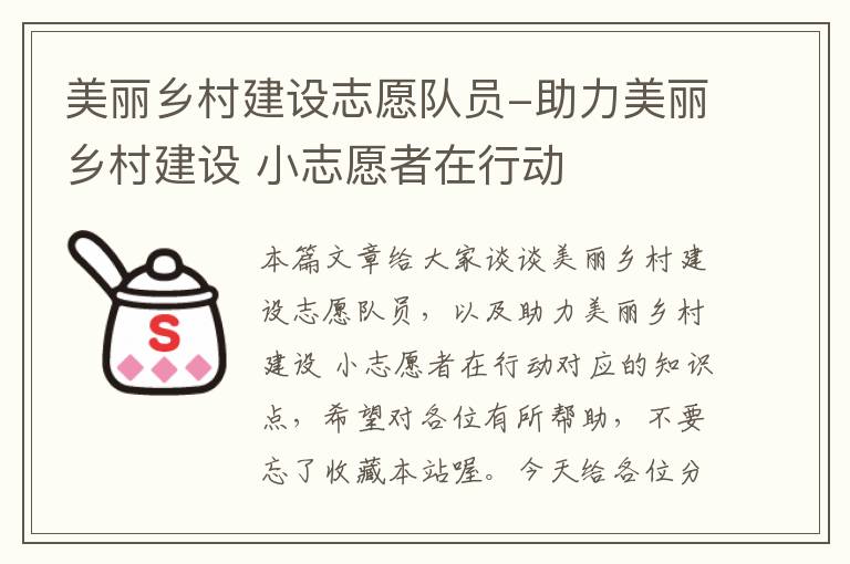 美丽乡村建设志愿队员-助力美丽乡村建设 小志愿者在行动