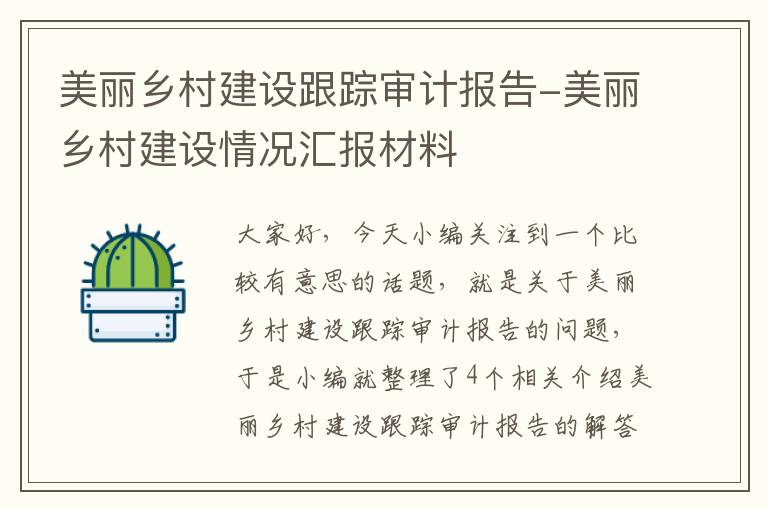 美丽乡村建设跟踪审计报告-美丽乡村建设情况汇报材料