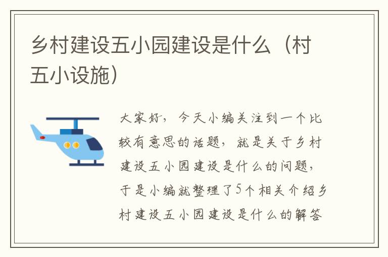 乡村建设五小园建设是什么（村五小设施）