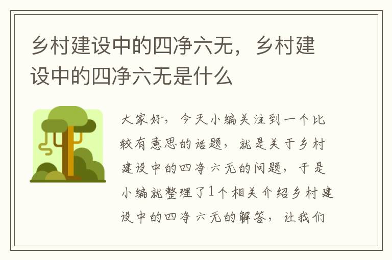 乡村建设中的四净六无，乡村建设中的四净六无是什么