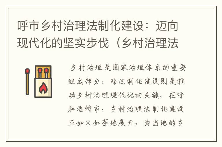 呼市乡村治理法制化建设：迈向现代化的坚实步伐（乡村治理法律）