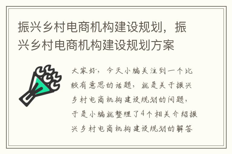 振兴乡村电商机构建设规划，振兴乡村电商机构建设规划方案