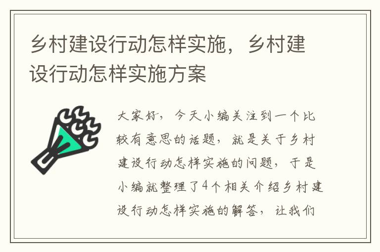 乡村建设行动怎样实施，乡村建设行动怎样实施方案