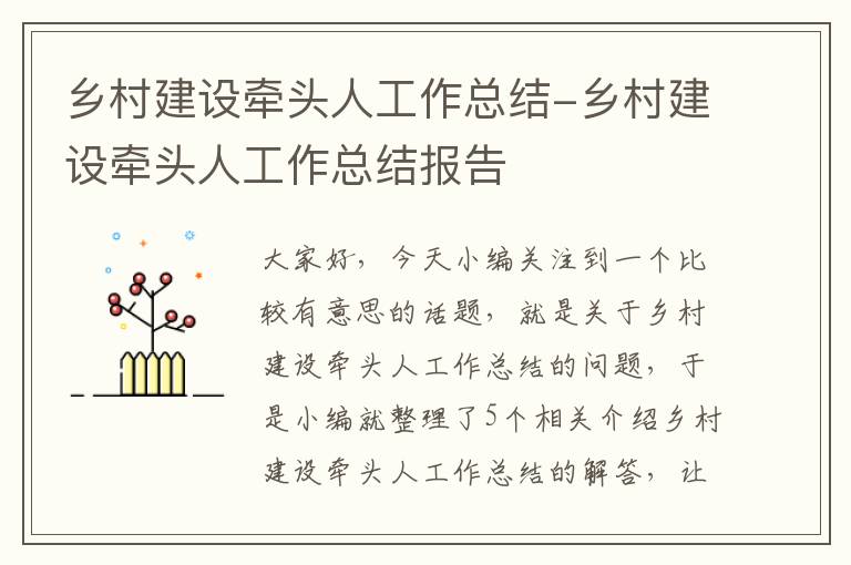 乡村建设牵头人工作总结-乡村建设牵头人工作总结报告