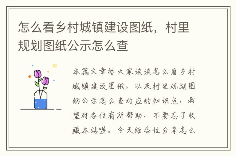 怎么看乡村城镇建设图纸，村里规划图纸公示怎么查