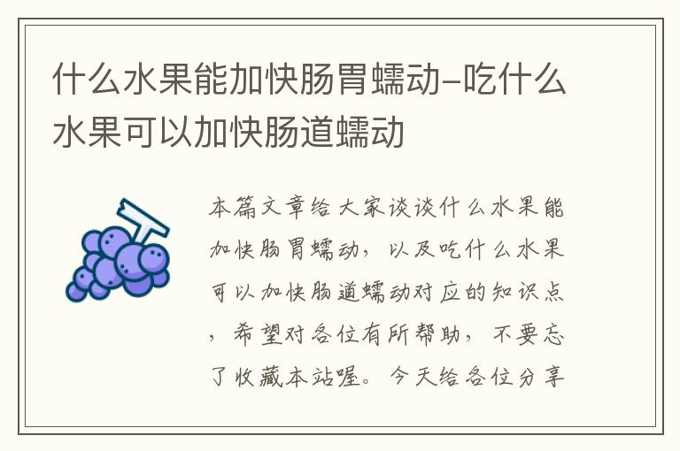 什么水果能加快肠胃蠕动-吃什么水果可以加快肠道蠕动