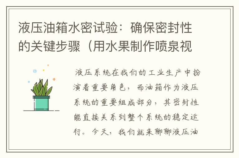 液压油箱水密试验：确保密封性的关键步骤（用水果制作喷泉视频）