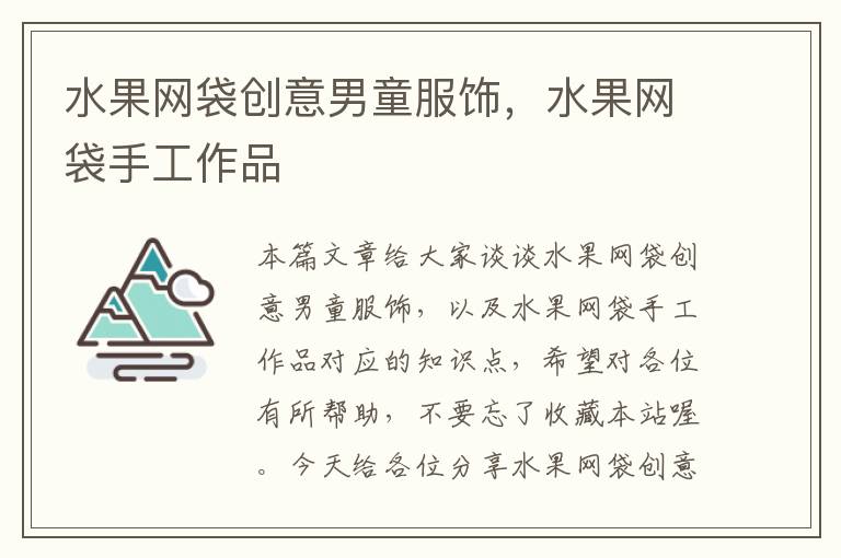 水果网袋创意男童服饰，水果网袋手工作品