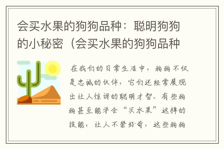 会买水果的狗狗品种：聪明狗狗的小秘密（会买水果的狗狗品种是什么）