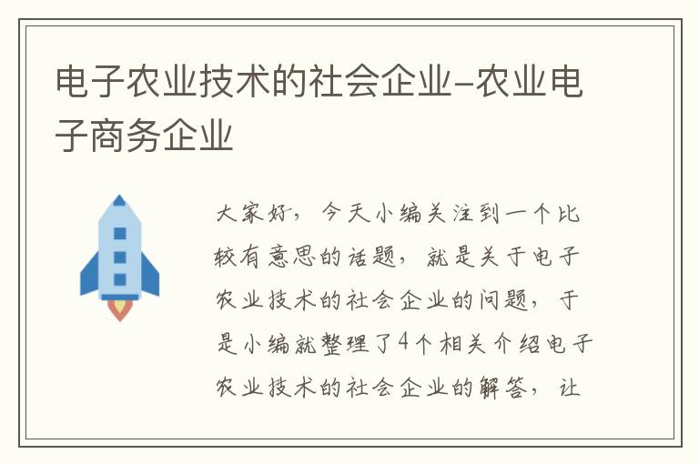 电子农业技术的社会企业-农业电子商务企业