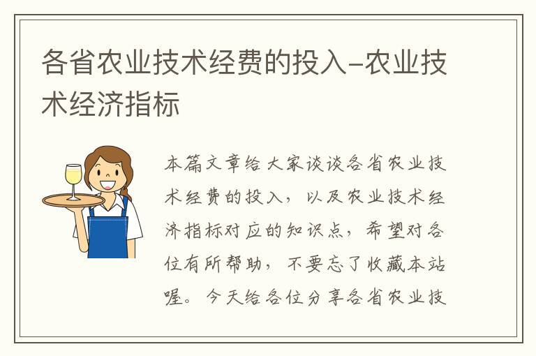 各省农业技术经费的投入-农业技术经济指标