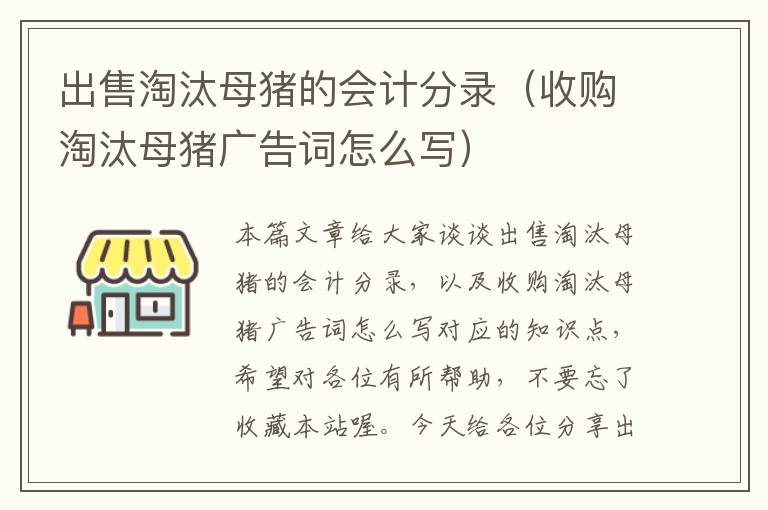 出售淘汰母猪的会计分录（收购淘汰母猪广告词怎么写）