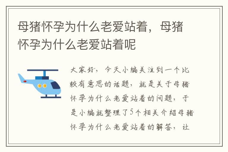 母猪怀孕为什么老爱站着，母猪怀孕为什么老爱站着呢