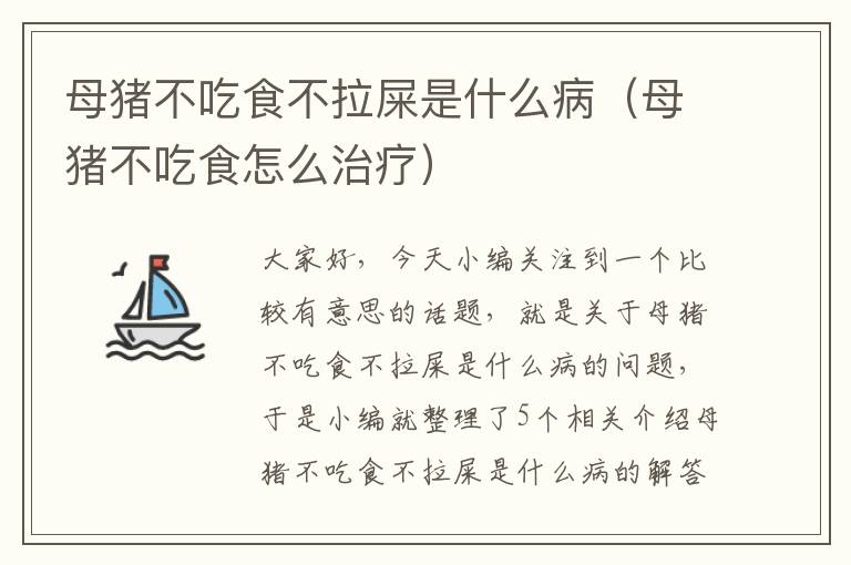 母猪不吃食不拉屎是什么病（母猪不吃食怎么治疗）