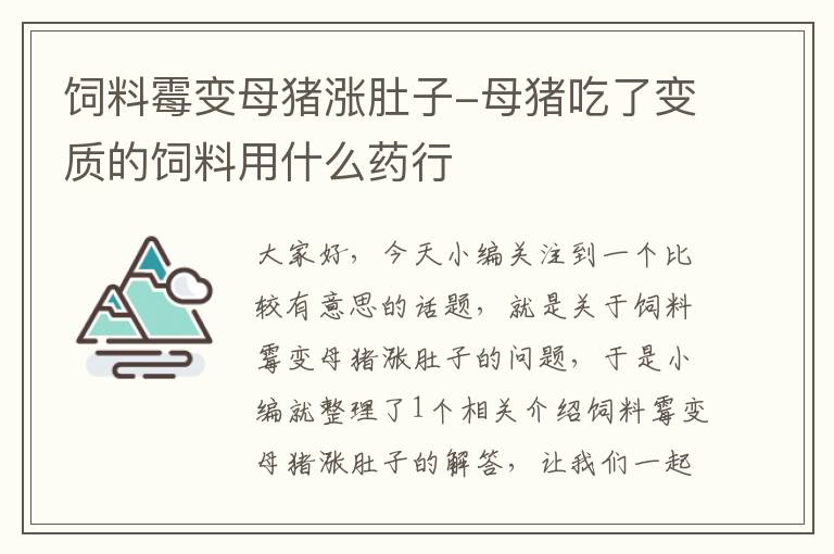 饲料霉变母猪涨肚子-母猪吃了变质的饲料用什么药行