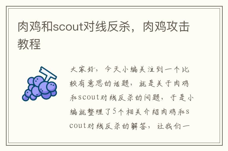 肉鸡和scout对线反杀，肉鸡攻击教程