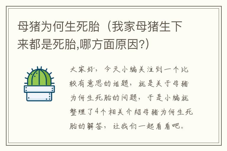 母猪为何生死胎（我家母猪生下来都是死胎,哪方面原因?）