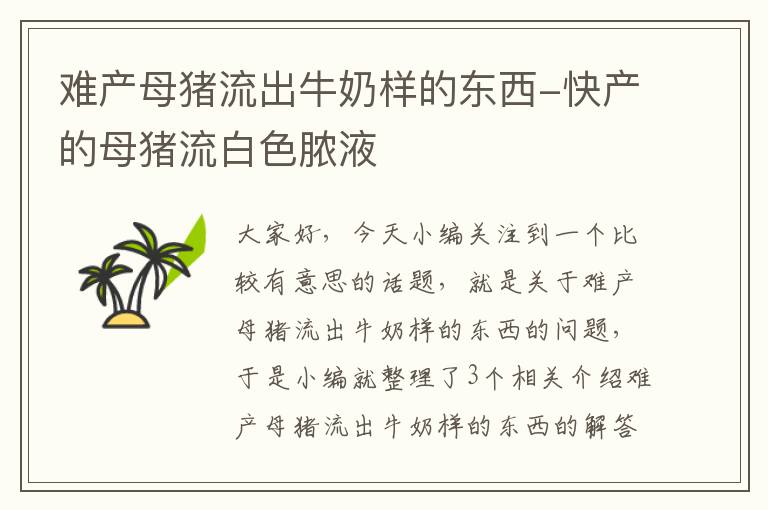 难产母猪流出牛奶样的东西-快产的母猪流白色脓液